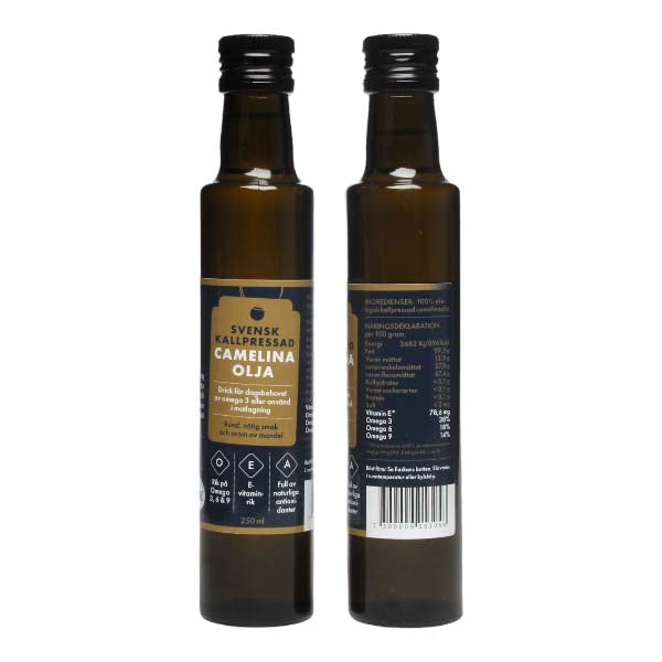 Kallpressad ekologisk svensk camelinaolja 250 ml